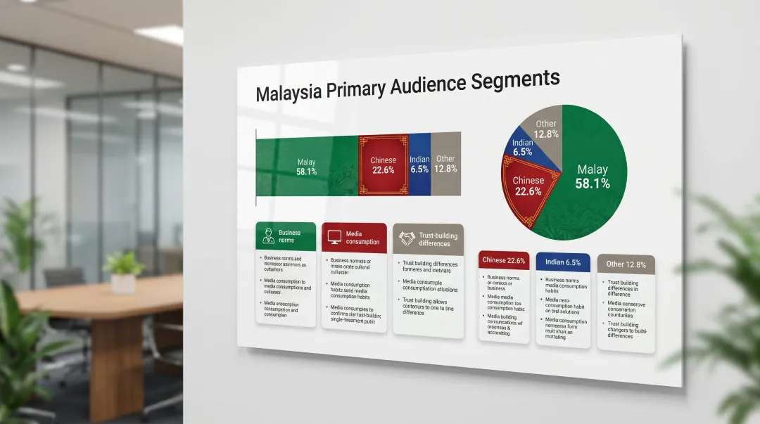 Malaysia multicultural market segments Malay Chinese Indian audience breakdown infographic