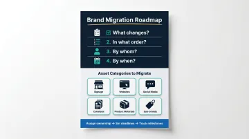 M&amp;A brand migration roadmap six-step governance checklist with asset types and ownership