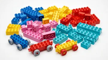 Lego colorful building bricks assembled product representing brand audience expansion strategy