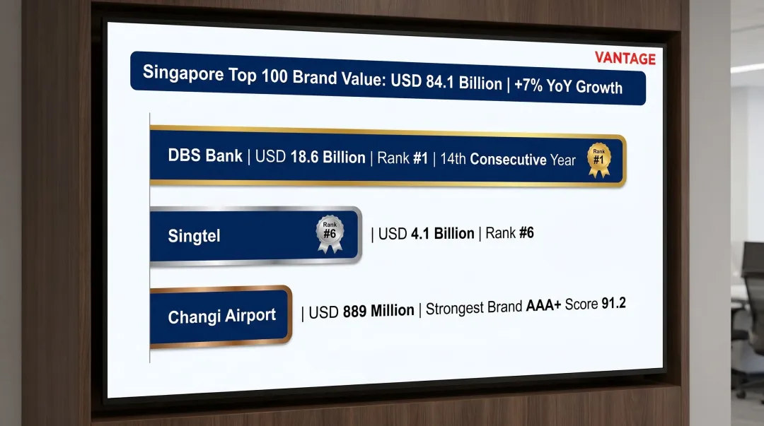 Top Singapore GLC brand values 2026 comparison chart DBS Singtel Changi Airport rankings