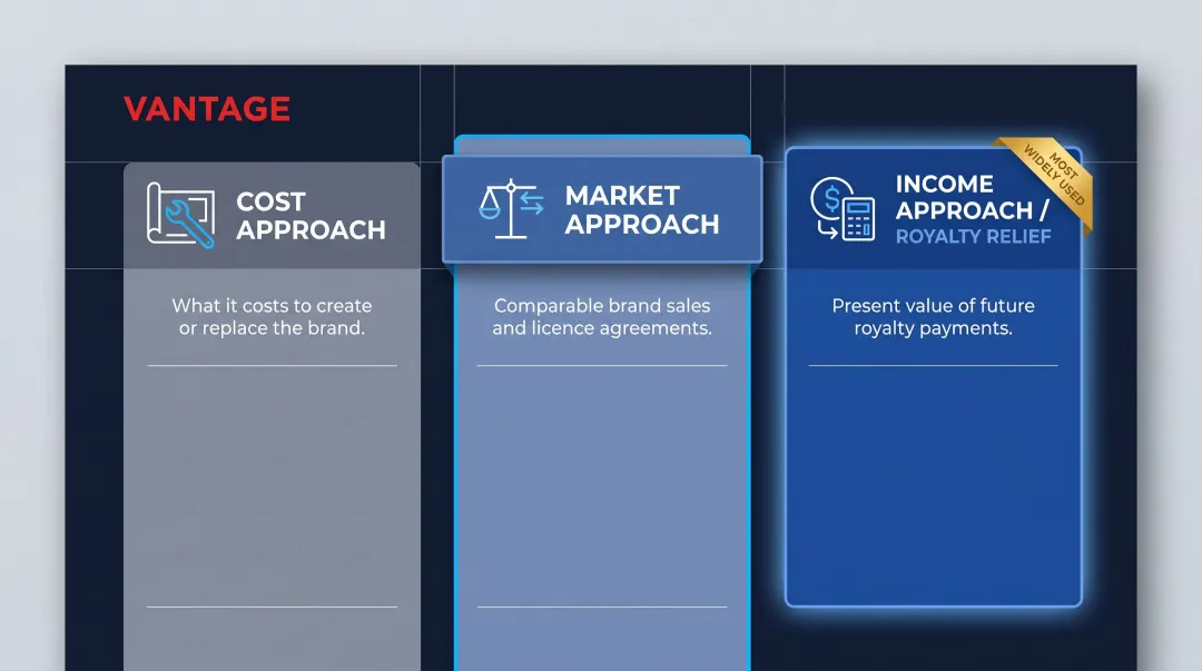 Three ISO 10668 brand valuation methodologies cost market and income approach comparison