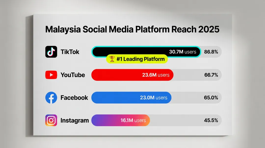 Malaysia top social media platforms ad reach comparison infographic 2026