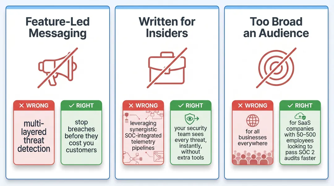 Three most common brand value proposition mistakes infographic comparison