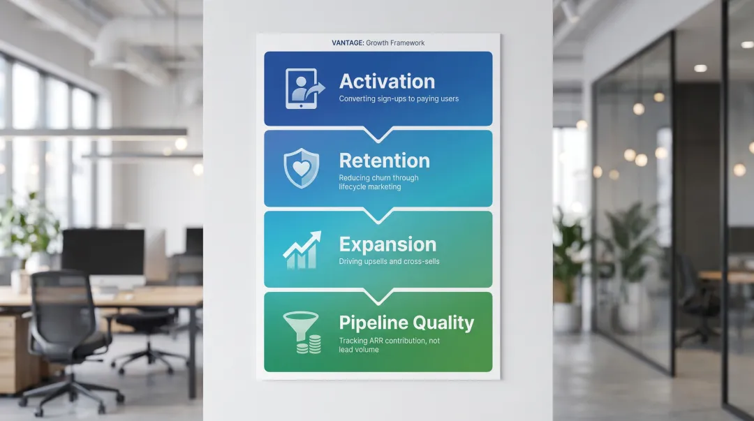 Four B2B SaaS marketing priorities activation retention expansion pipeline quality