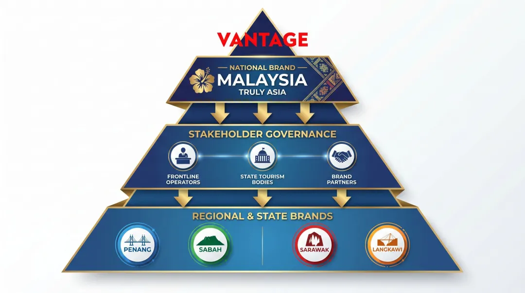 Malaysia tourism brand architecture three-tier stakeholder alignment framework infographic