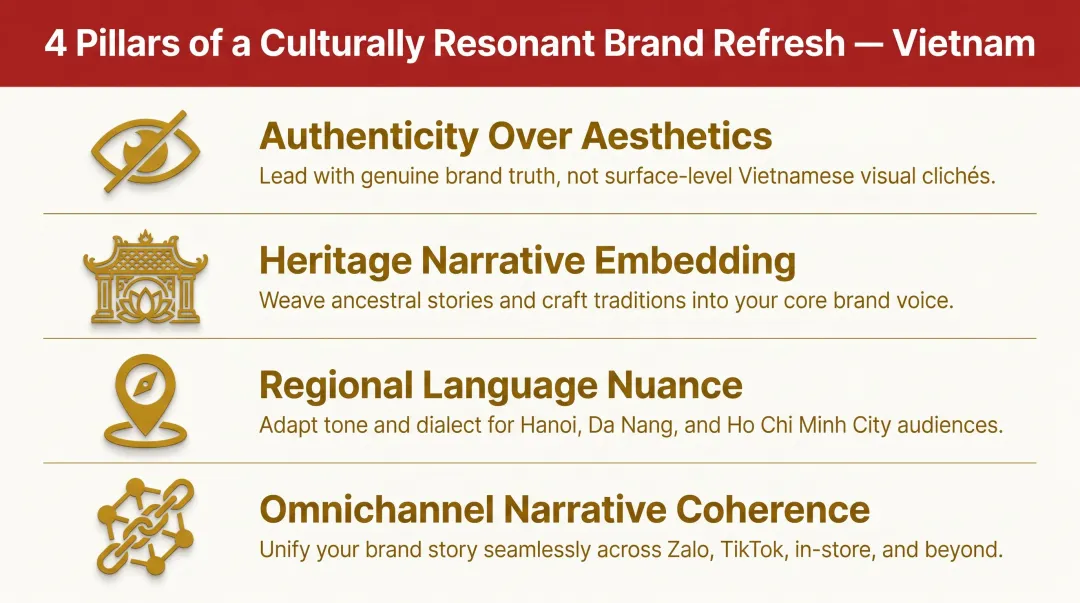 Four-pillar cultural brand refresh strategy checklist for Vietnam market
