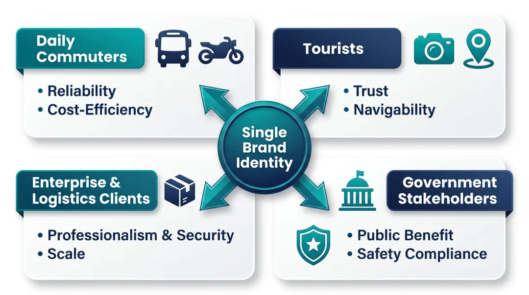 Four Vietnam transport brand audience segments and their key priorities infographic
