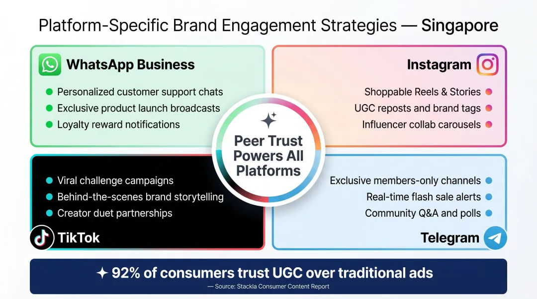 Singapore digital platform strategy guide WhatsApp Instagram TikTok Telegram brand engagement