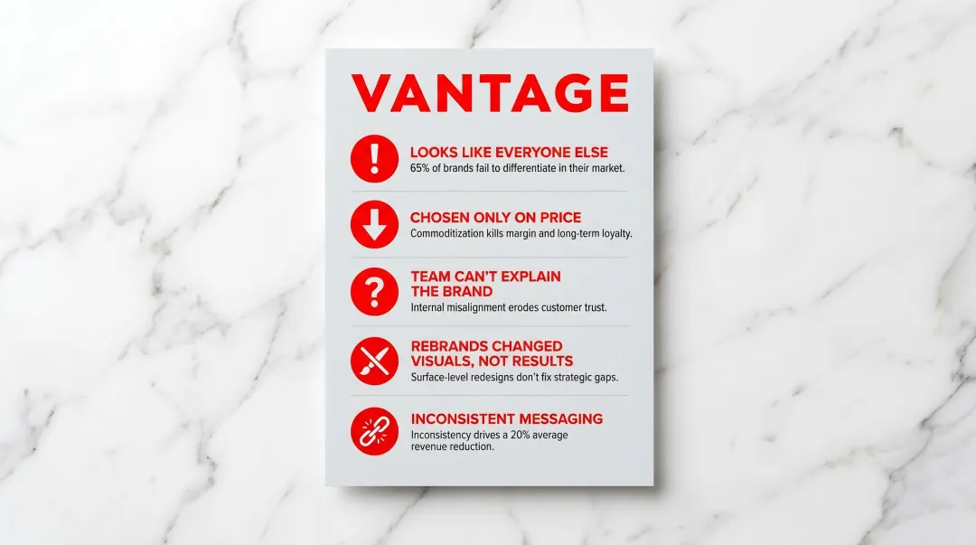 Five warning signs your brand needs purpose-driven consulting checklist infographic