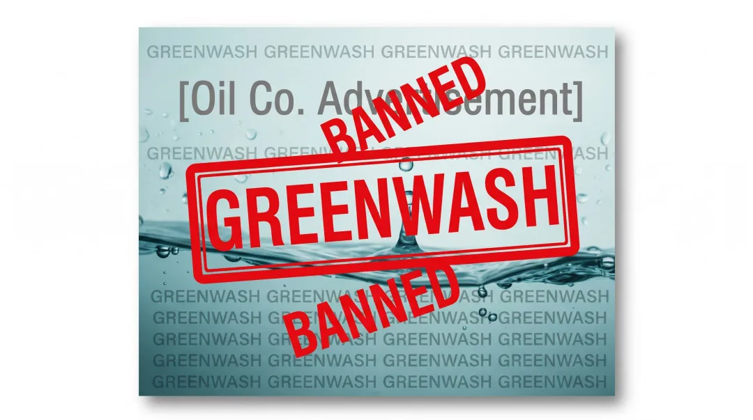 Greenwashing advertising campaign warning label regulatory ban example