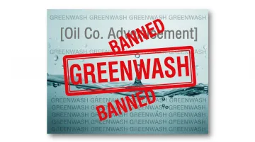 Greenwashing advertising campaign warning label regulatory ban example