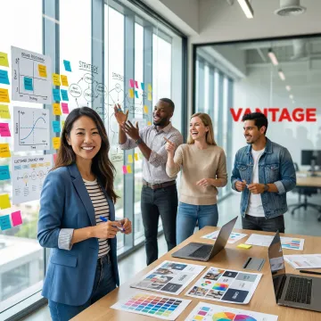 Brand strategy workshop with creative professionals and client stakeholders