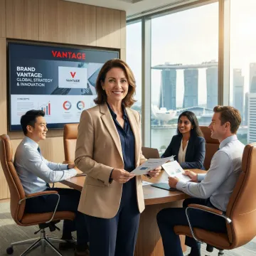 Brand strategist presenting brand identity concepts to Singapore business clients