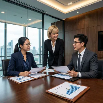 Private equity brand consulting strategy session with executives reviewing growth frameworks