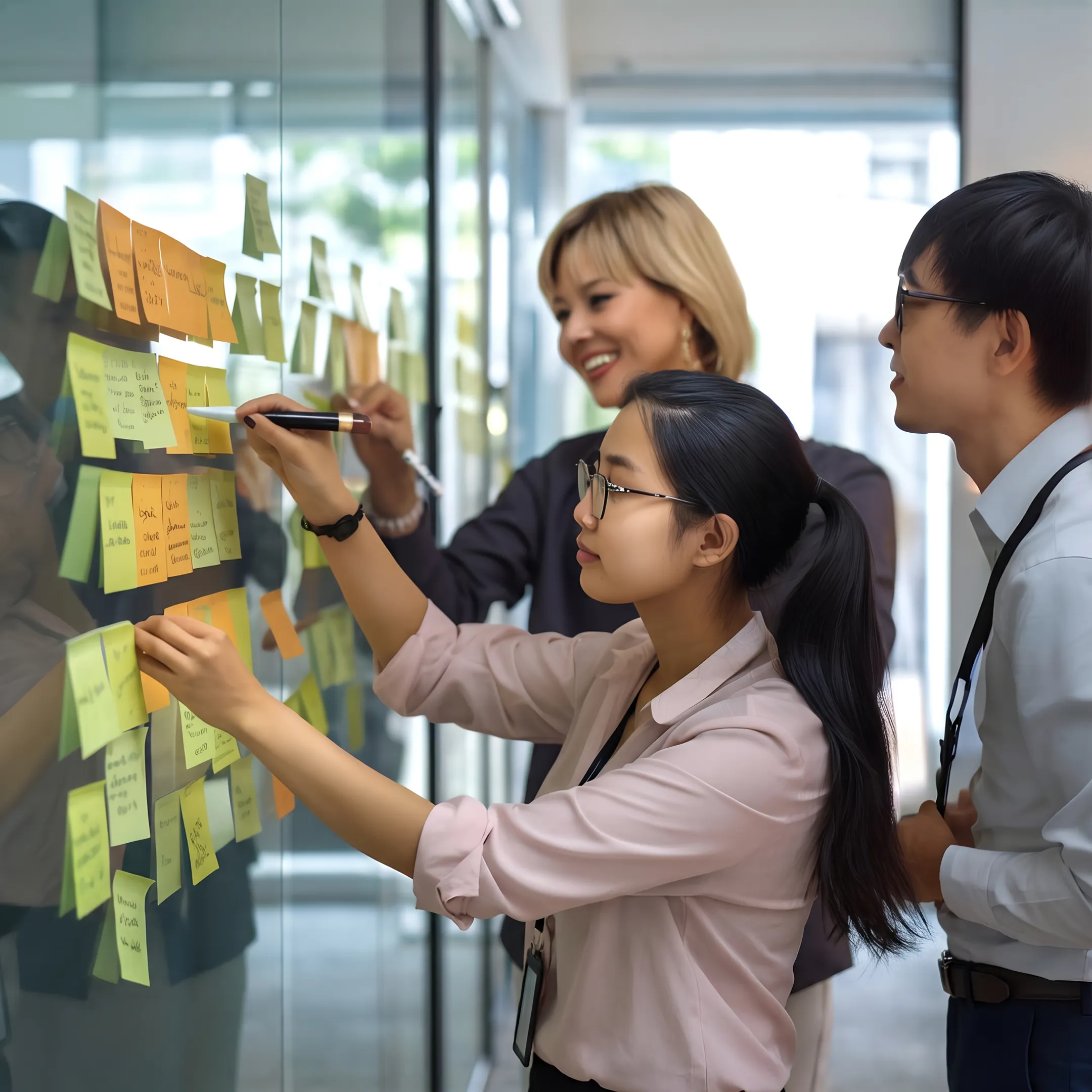 Consultants presenting a brand strategy and identity concept to a Singapore organisation