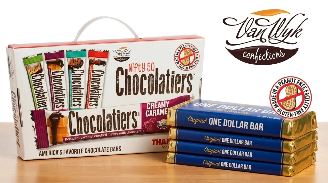 Van Wyk Confections chocolate bar fundraiser product with allergy-free labeling