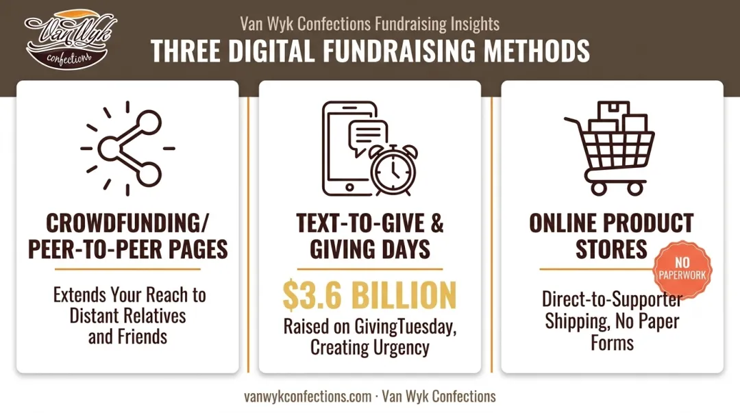 Three digital fundraising methods compared for private schools crowdfunding giving day and online stores
