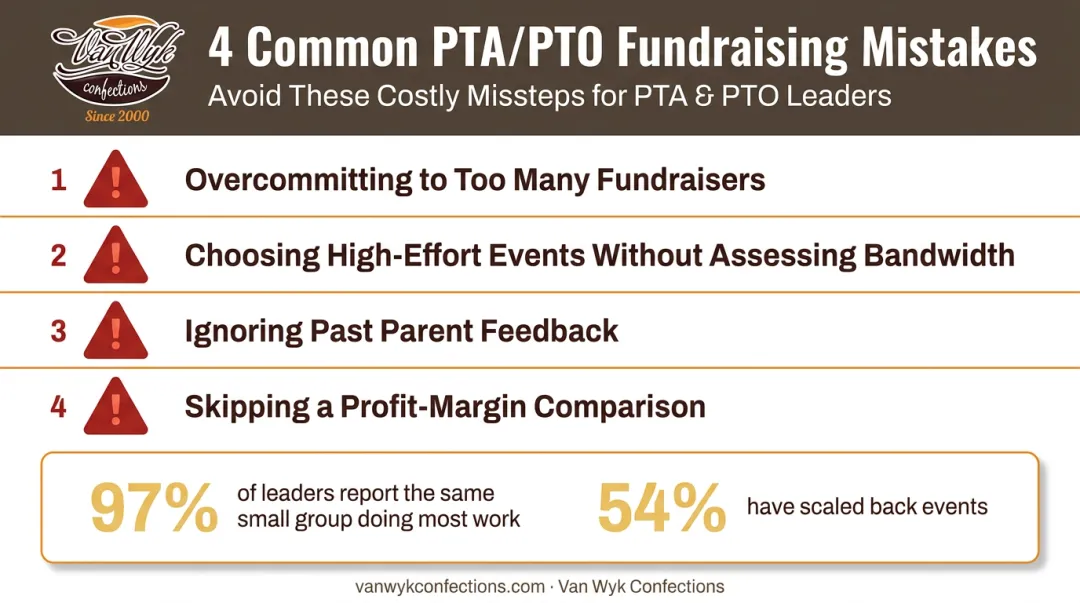 Four common PTA PTO fundraiser mistakes to avoid infographic