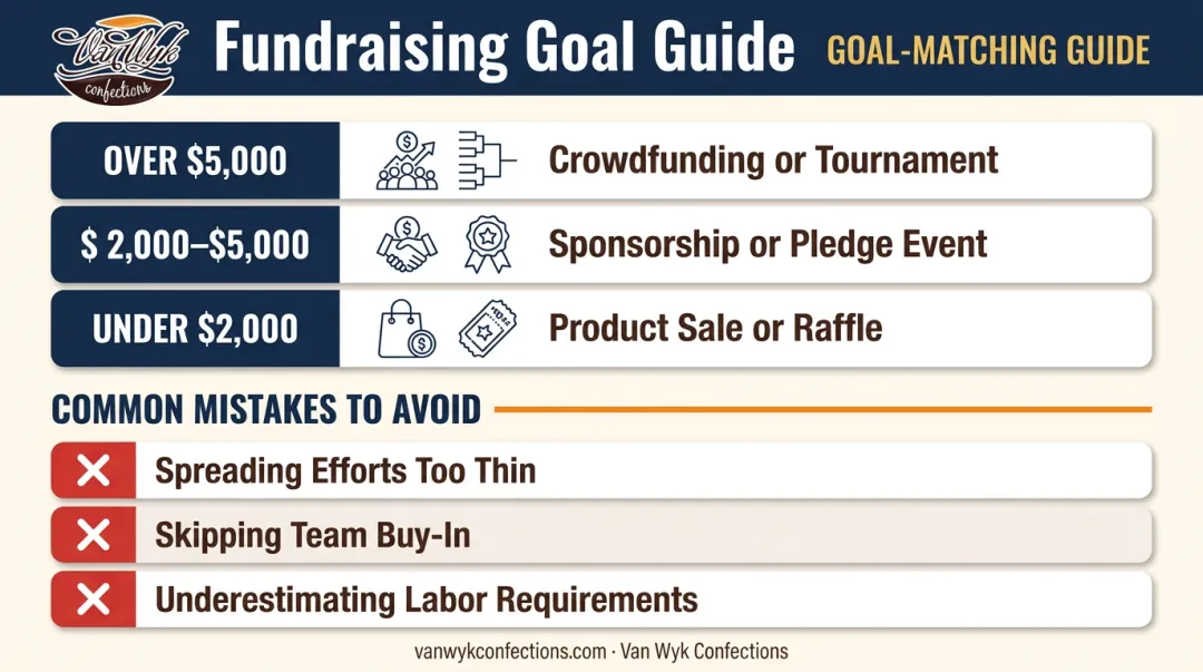 Wrestling fundraiser goal comparison chart matching revenue targets to best fundraiser strategies