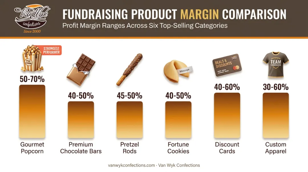 Profit margin comparison across six popular fundraising product categories
