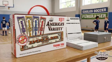 Van Wyk Original One Dollar candy bars fundraising product case display