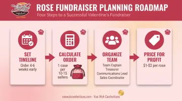 4-step chocolate roses fundraiser planning process from timeline to pricing