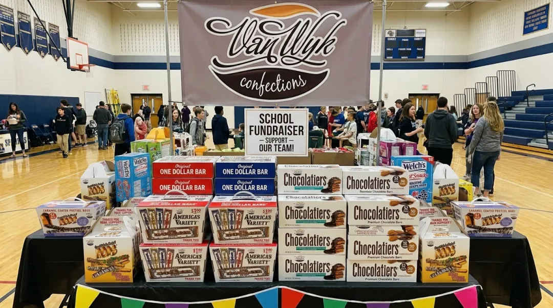 Boxed chocolate bar fundraising products from Van Wyk Confections for teams