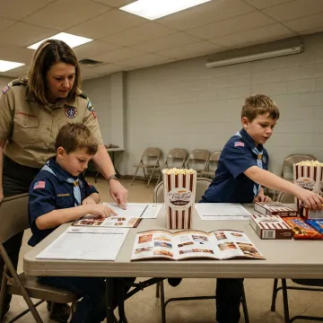 Cub Scouts organizing popcorn fundraiser orders