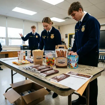 FFA students organizing fundraising products