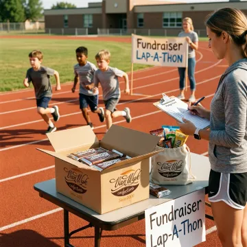 Students participating in a school fun run fundraiser