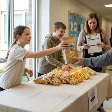 Group selling popcorn for a fundraiser