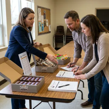 Fundraising planning with candy bar cases