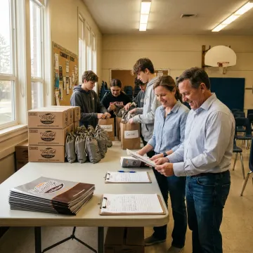 Students organizing popcorn fundraiser orders