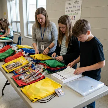 Students promoting a school candy fundraiser