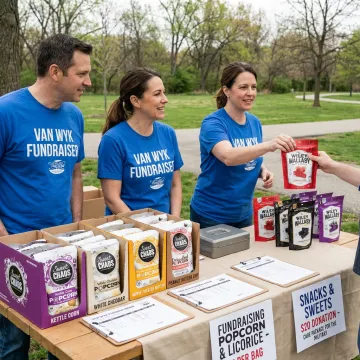 Volunteers selling candy for a fundraiser