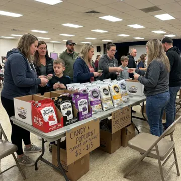 Community spirit night fundraiser with candy and popcorn sales