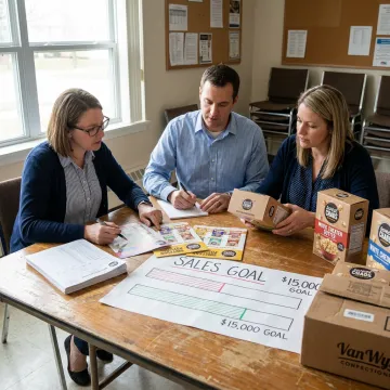 Group organizing popcorn fundraiser orders