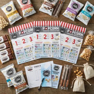 School brochure fundraiser with confectionery products