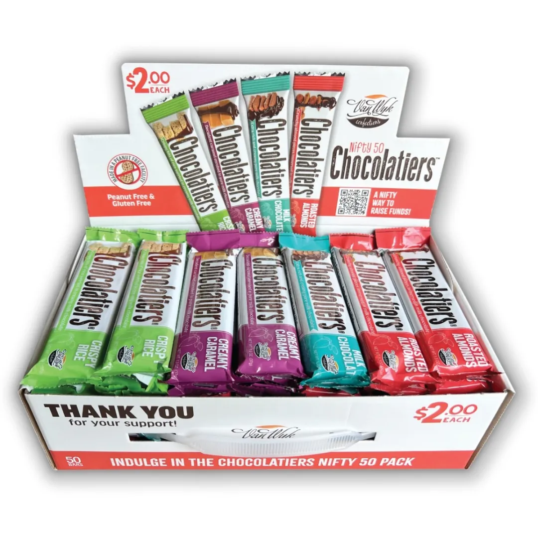 Students selling chocolate bars for a fundraiser
