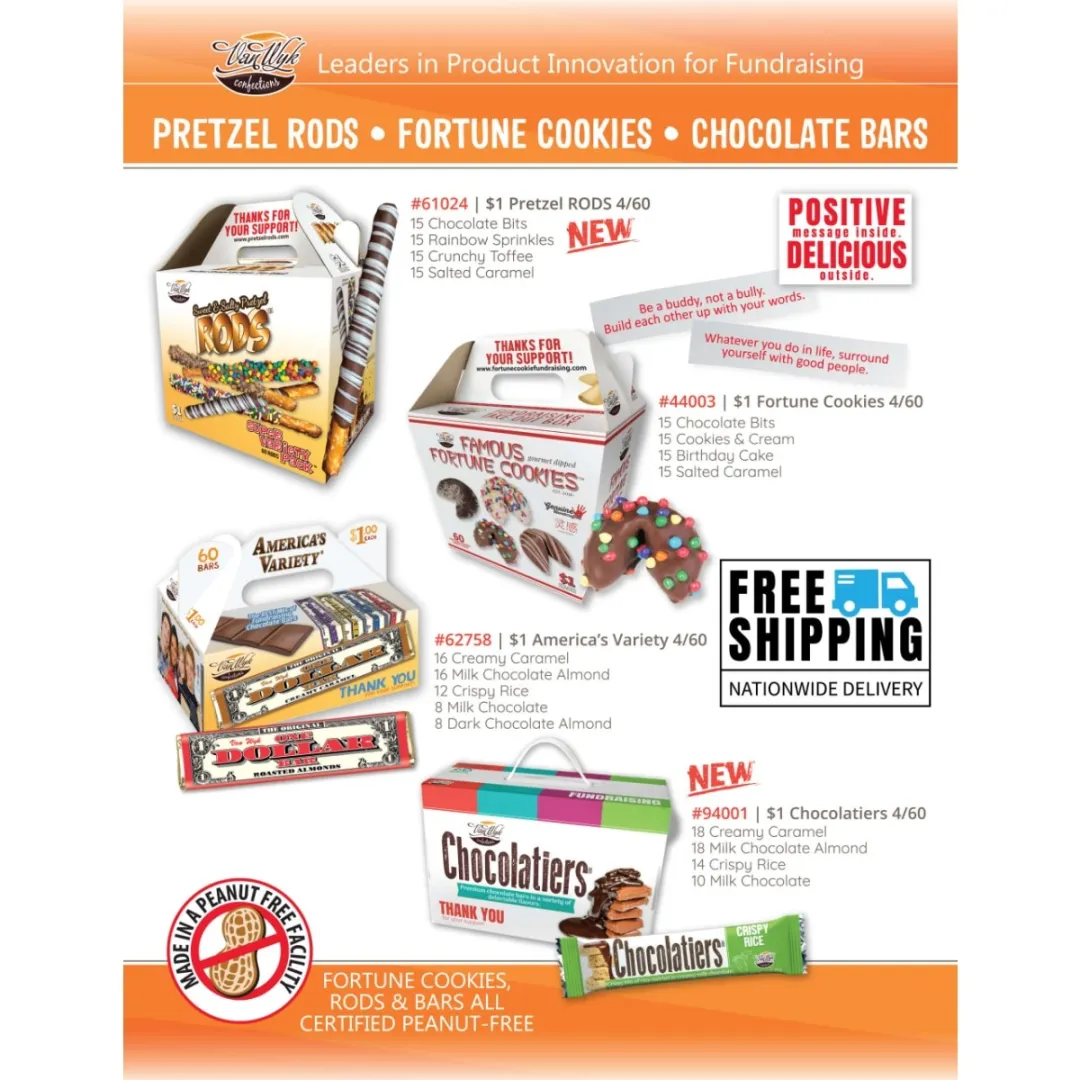 Fundraising organizer preparing candy bar cases