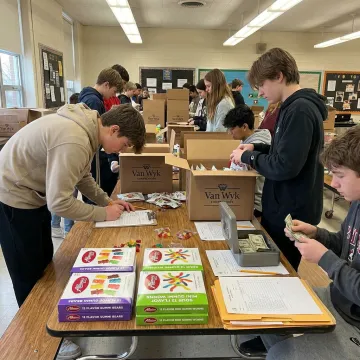 Students selling gummy bear fundraiser treats