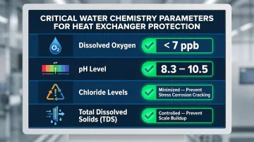 Industrial boiler water treatment four critical parameter control checklist infographic