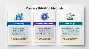 Three nitriding methods gas plasma salt bath process comparison chart