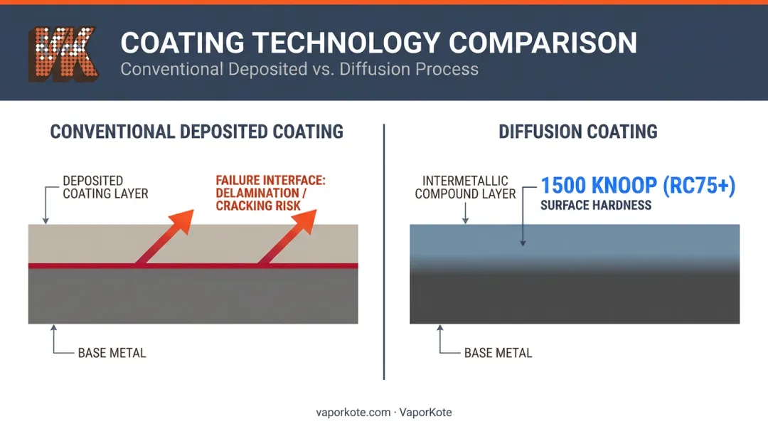 Deposited coating versus diffusion coating structural bonding comparison infographic