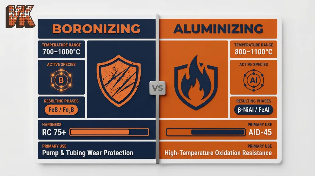 CVD diffusion coating process comparison boronizing versus aluminizing temperature and applications