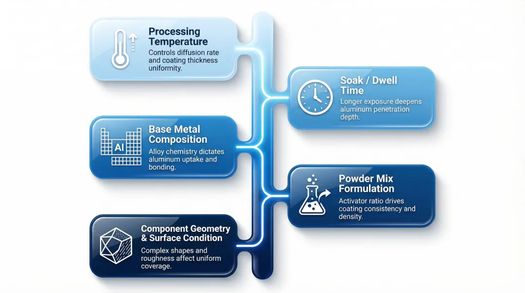 Five key variables affecting aluminizing coating quality depth and performance