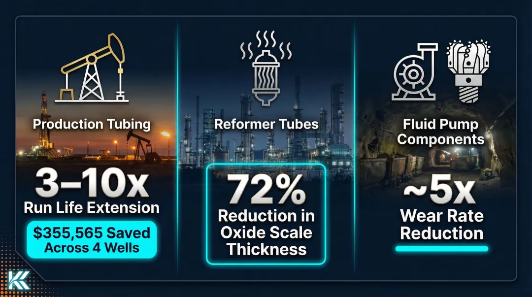 CVD diffusion coating performance results across oil gas petrochemical and mining sectors