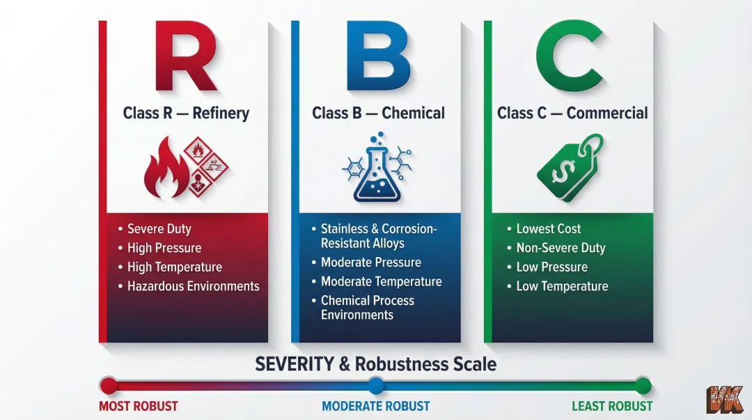 TEMA three-class heat exchanger standard comparison R B and C ratings