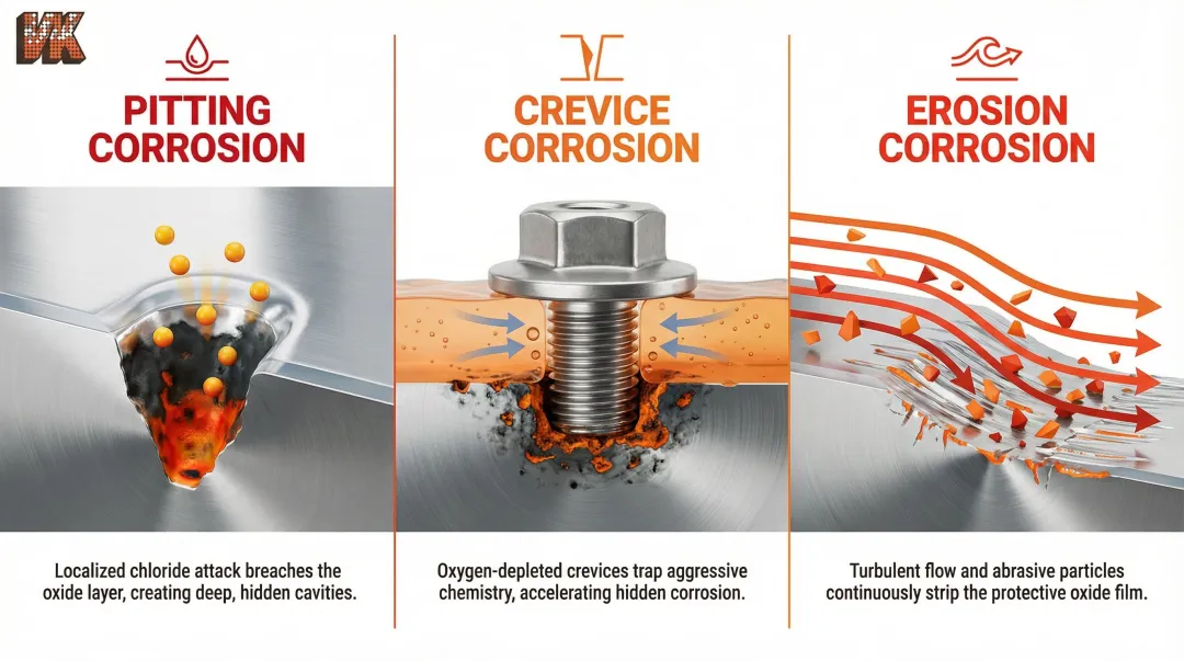 Three aluminum corrosion mechanisms pitting crevice and erosion explained visually