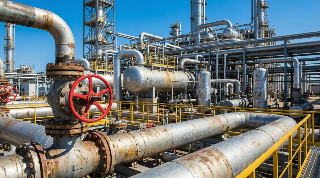 Industrial oil and gas refinery components including valves piping and heat exchangers
